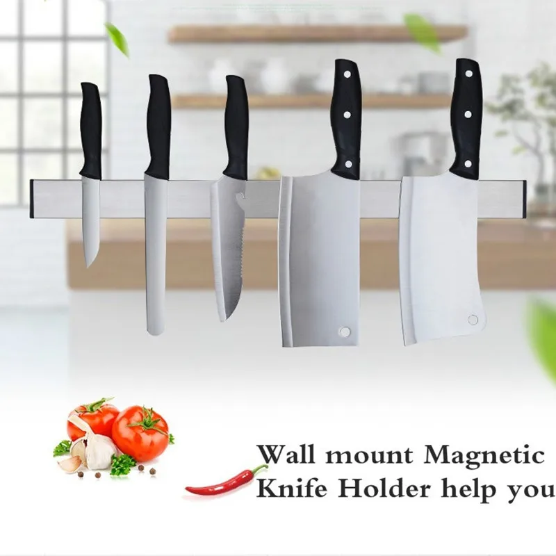 

2018 Durable Practical Aluminum Magnetic Strip Wall Knife Holder Kitchen Bar Knife Storage Block Save Space Useful Kitchen Tools