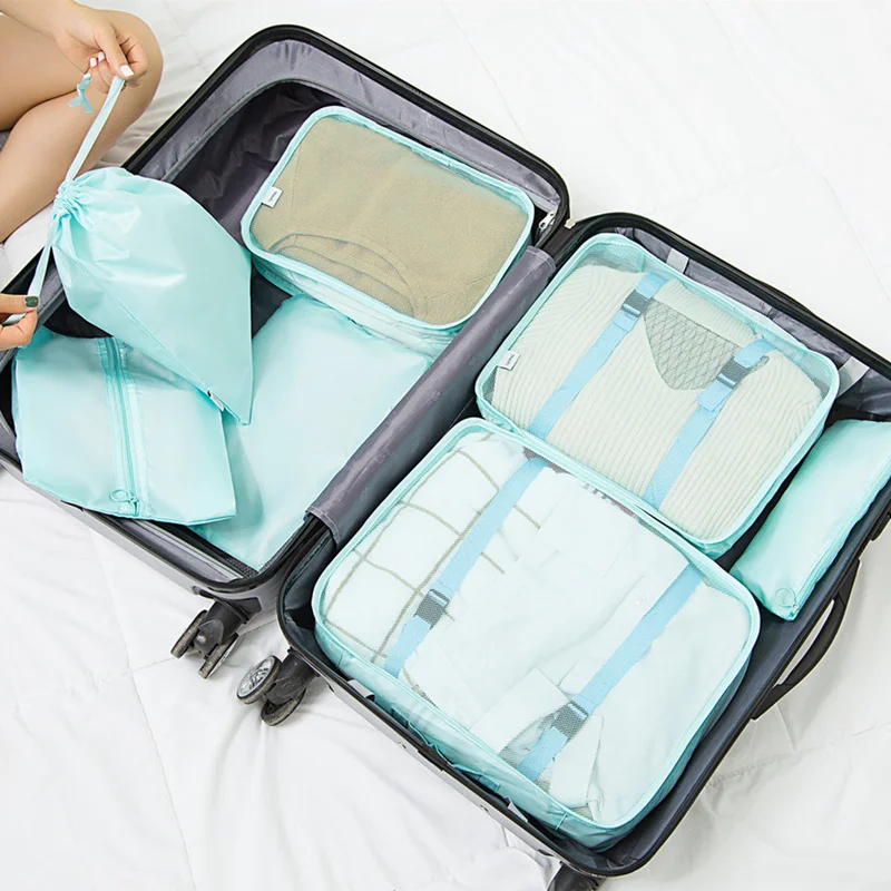 

5 PCS Bag Case Travel Storage Bag Set Tidy Organizer Wardrobe Suitcase Pouch Travel Organizer Shoes Packing Cube Bag for Clothes