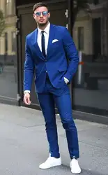 Последние конструкции пальто брюки 2018 мужские костюмы свадебные Королевский синий Красивый смокинг жениха Slim Fit человек блейзер 2 шт
