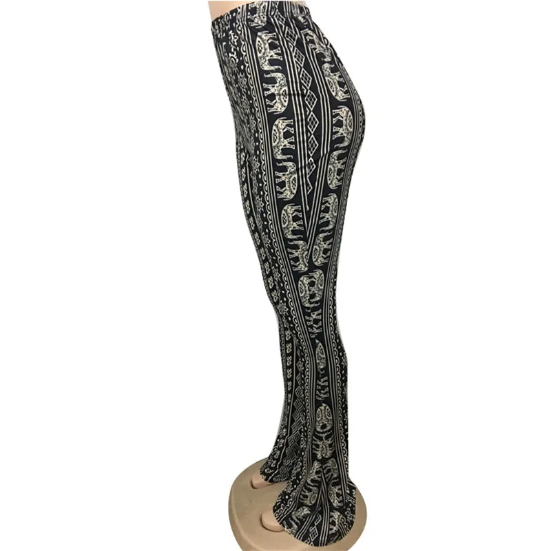 Boho расклешенные брюки женские богемные Модные свободные длинные штаны племенные африканские принты широкие брюки клеш леггинсы хиппи брюки