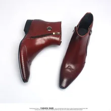 Модные мужские ботильоны на молнии; цвет винный, красный, черный; мужские армейские Ботинки martin из натуральной кожи для подиума; Sapatos Hombre