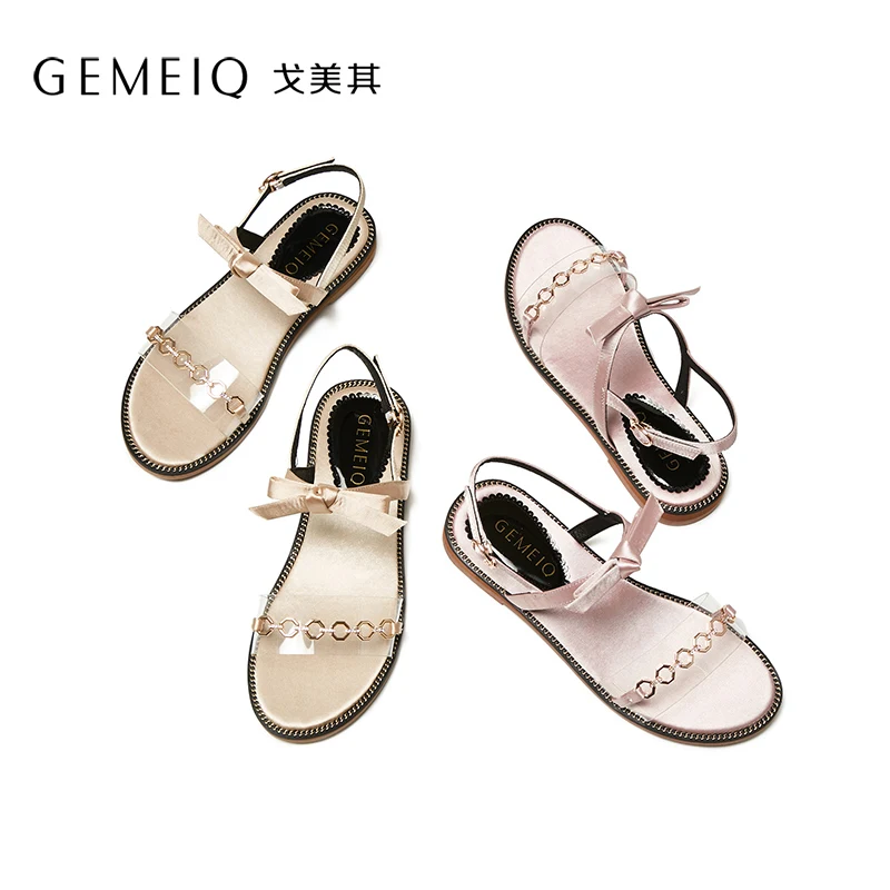 GEMEIQ/2019 г. женские босоножки Модные летние пляжные сандалии на плоской подошве с