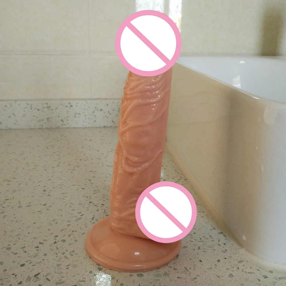 DOMI 20*4cm Female Masturbators Soft Textured Penis Artificial Silicone Big Women Dildo