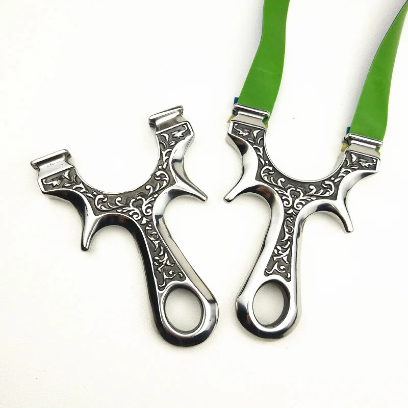 

Stainless Titanium Steel Metal Slingshot Catapult Sling Shot Marble Outdoor Hunting Accessories with Powerful Rubber Band