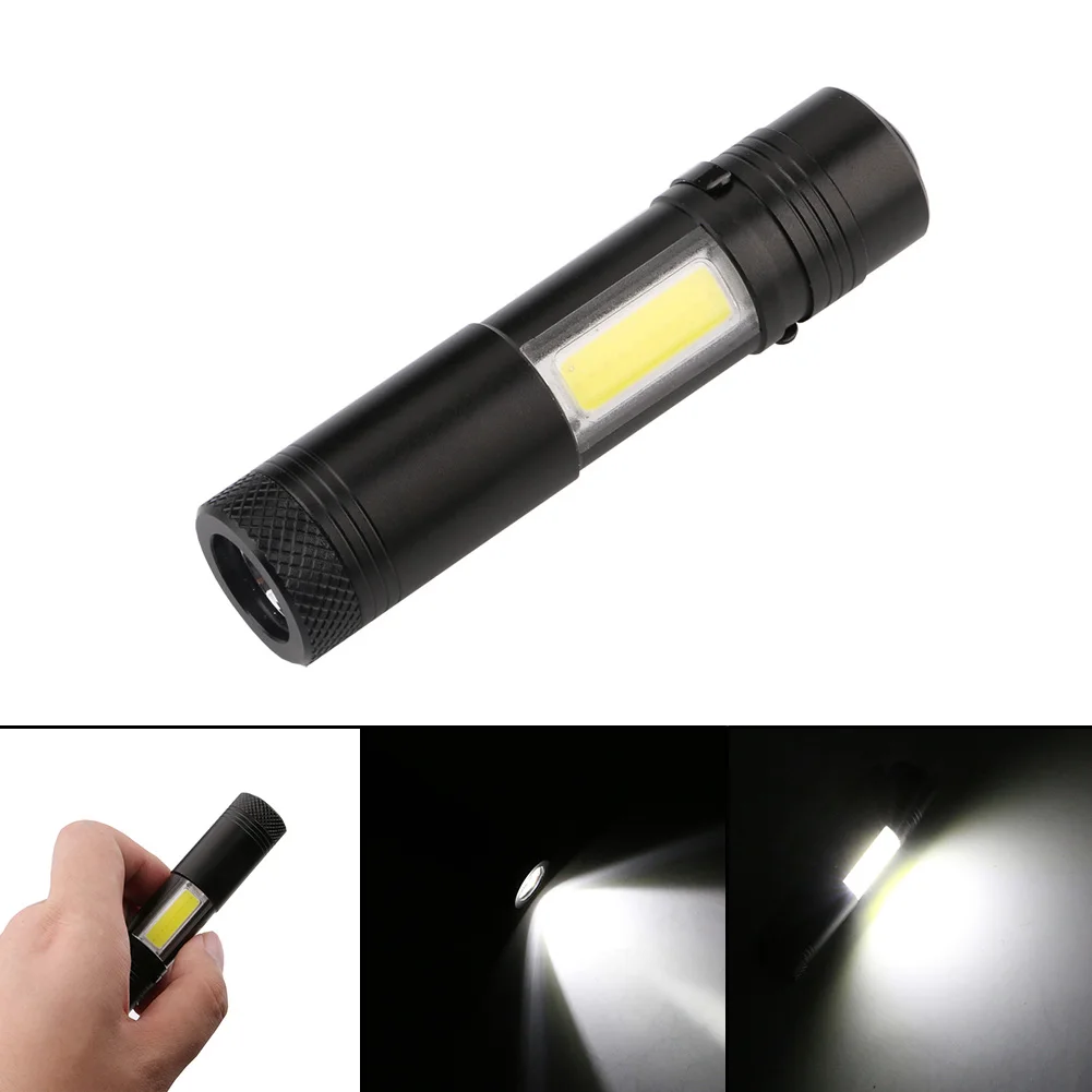 

2000LM Mini Portable LED Flashlight Torch with Clip XPE LED+COB Flashlight 4 Modes Penlight Hunting Camping Light Use AA/14500