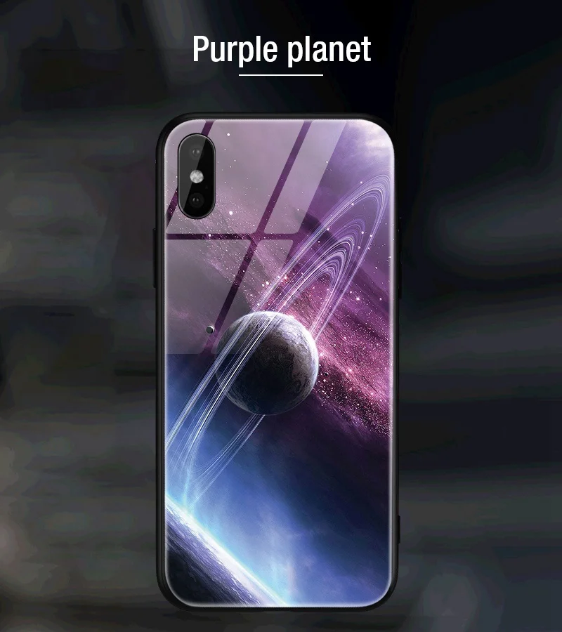 Hisomone Star Space Phone Case For iphone X Cute Patterned Tempered Glass Cover For iPhone 7 8 Plus 6 6S Soft Edge Silicone Capa