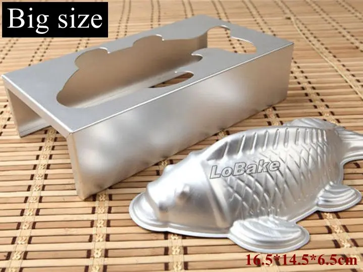 

Big size 3D cute carp fish shape animal aluminium alloy mould bread mousse pudding mold with holding stand for DIY baking tools