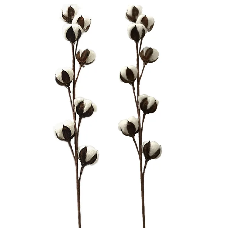 1 шт. 27,5 дюймов декоративный сушеный цветок 8 головы искусственный хлопок цветок стебель - Цвет: white
