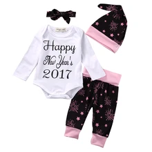 Рождественский Комбинезон для маленьких мальчиков и девочек+ штаны, леггинсы, комплект одежды из 4 предметов, одежда для малышей