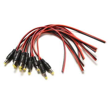 

10pcs/lot 29cm 12V DC Power Pigtail Male Cable Plug Wire Cord Adapter For Security Camera Led Strip Connector 5.5mm * 2.1mm