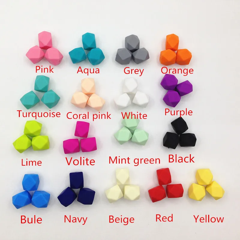 

15mm Geometric Hexagon silicone beads Food Grade Babies Chewing Jewelry Teethers Necklaces Mom Jewelry 50pcs/lot