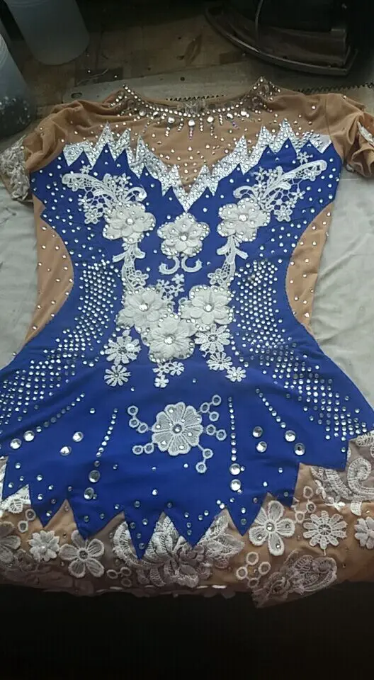 royalbluecustom сделано для фигурного катания на коньках/танцев/жетона TWIRLING COSTUMETC4