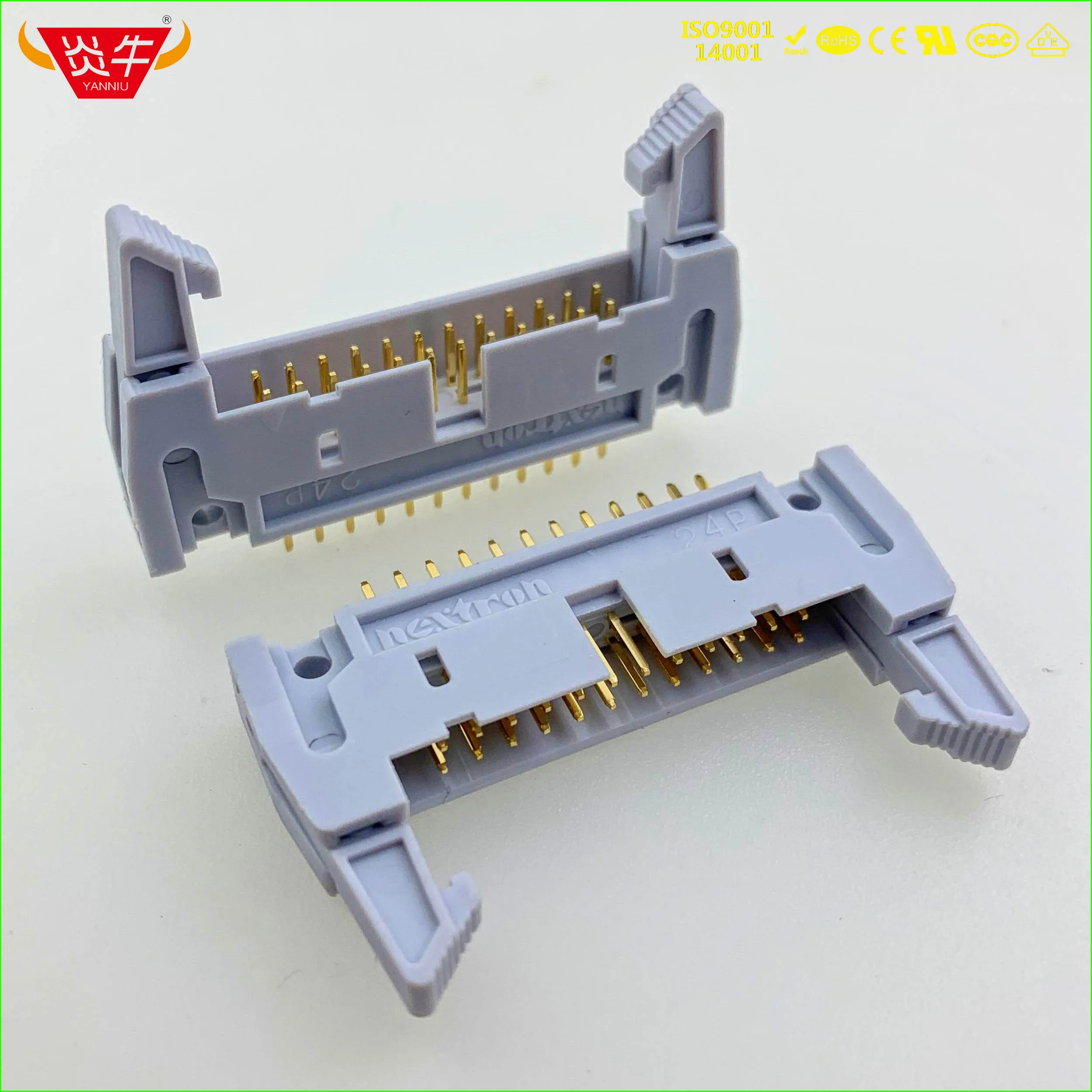 

50Pcs DC2-24P IDC SOCKET BOX 2.54mm PITCH EJECTOR HEADER STRAIGHT CONNECTOR 2*12P 24PIN PART OF THE GOLD-PLATED 3Au YANNIU