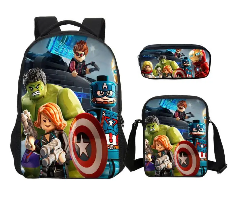 3 шт./компл. Супер Марио Лего ниндзя Бэтмен школьные сумки для детский школьный для детей рюкзак для девочек мальчиков детские рюкзаки Mochila