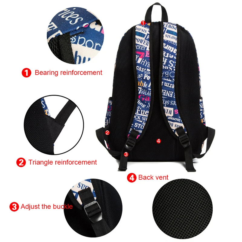 Korea Style Students School Backpack For Boys Oxford Waterproof Laptop Backpack School Bags For Girls Boys Print Schoolbag