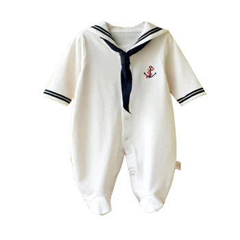 

2017 Newborn Baby Girl Clothes New Fashion Child-Clothing Long Sleeve White Navy Sailor Baby Romper Infant Baby Boy Girl Ropmers