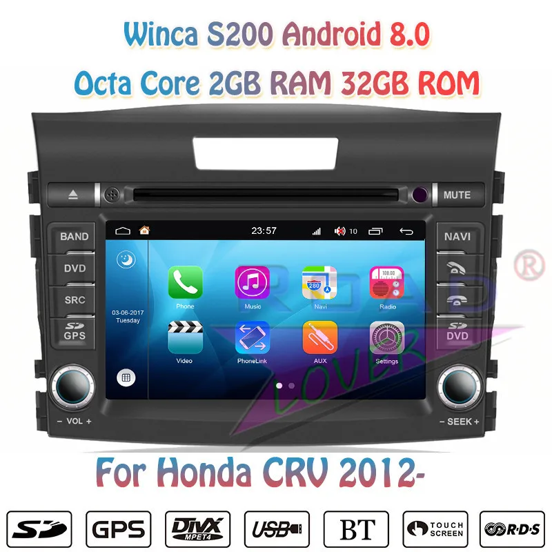 Clearance Winca S200 Android 8.0 Car Head Unit DVD Player For Honda New CRV 2012- Stereo GPS Navigation Autoradio Magnitol Double Din 7" 7