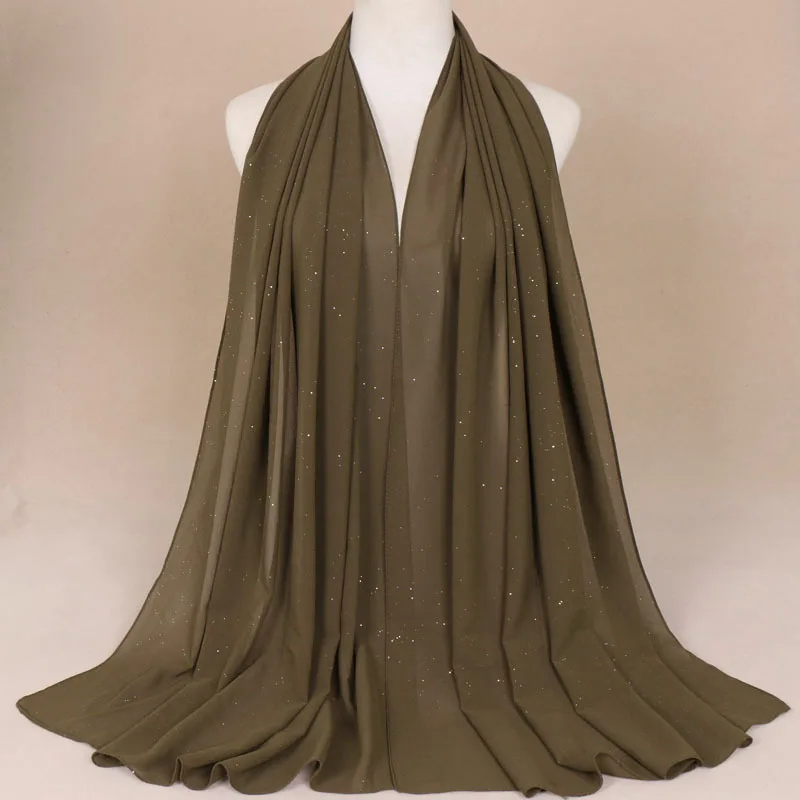7 NEW women gold chiffon solid color muslim head scarf shawls and wraps pashmina bandana female foulard ladies hijab stores - Цвет: 7