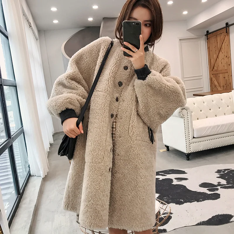 

Real Fur Coat Wool Jacket Autumn Winter Coat Women Clothes 2019 Korean Vintage Streetwear Women Tops Abrigo Mujer 81815 ZT3142