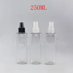 250 мл прозрачная квадратная пластиковая бутылка с распылительным насосом, 250CC Парфюм/тонер, пустой косметический контейнер
