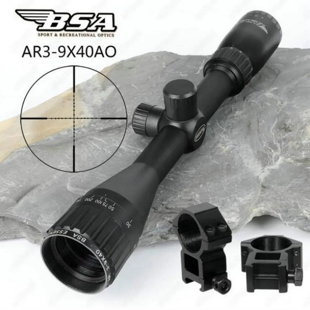 BSA الأساسية AR 3-9x40 AO الصيد البصريات الصيد Riflescopes ميل دوت شبكاني اطلاق النار مسدس هواء بندقية نطاقات البصر مع معدن غطاء للعدسات