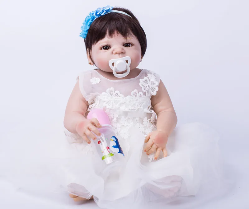 22 &quotполностью силиконовые Bebe Reborn Girl Lifelike 55 см виниловые серьги гвоздики для