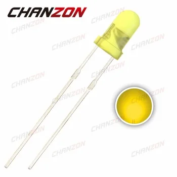 CHANZON 100pcs LED Yellow Color 3mm Diffused Diode Round Light-Emitting Diode 20mA 3 mm DIP LED Lamp Light Wide Angle Components