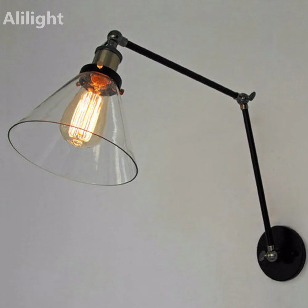 4Vintage-Industrial-Wall-Lamps-Loft-Swing-Arm-Wall-Sconce-Adjustable-Warehouse-Ambient-Lighting-Glass-Lampshade-E27