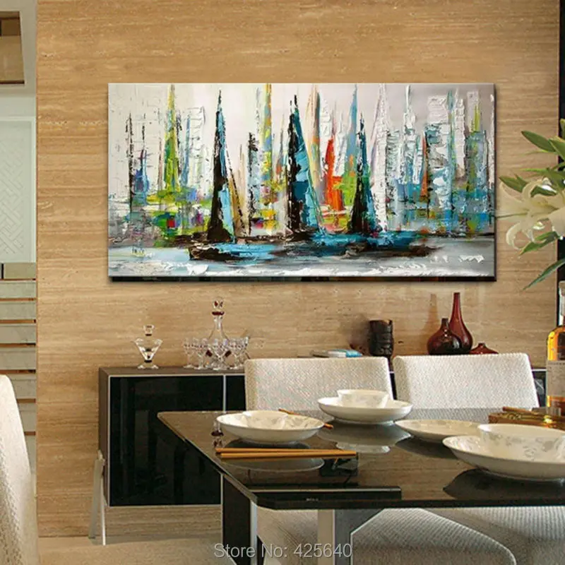 Hand-painted decorative canvas pop art modern abstract oil paintings sailing boat for the sitting room adornment wall paintings Hand-painted decorative canvas pop art modern abstract oil paintings sailing boat for the sitting room adornment wall paintings