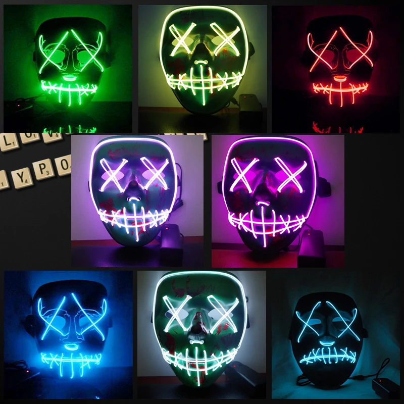 Drop Shipping Masks The Purge Election LED Light Up Funny Year Great Festival Cosplay Costume Supplies Party Masks Glow In Dark