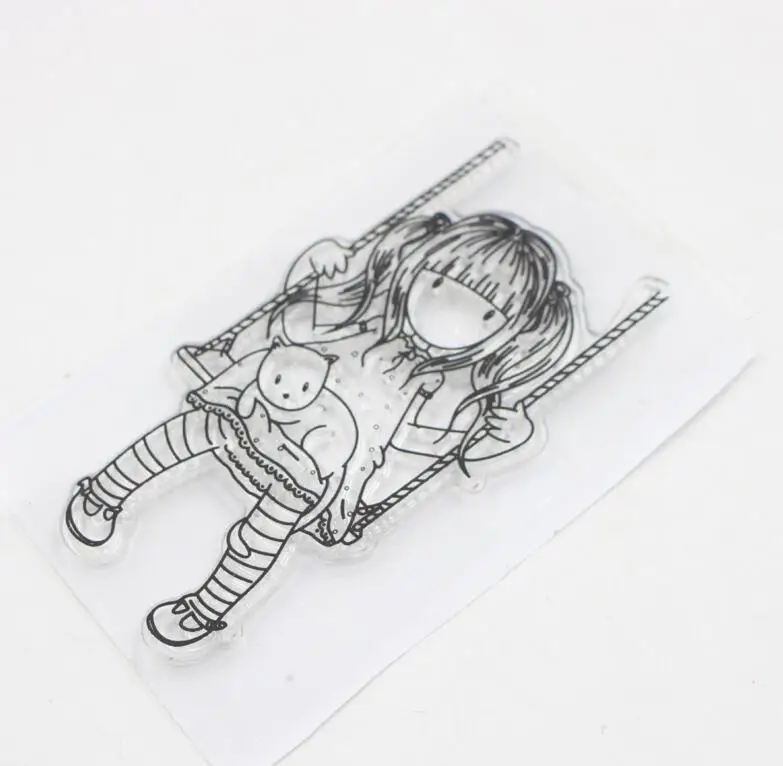 

Cute Girl with Cat Transparent Clear Stamp DIY Silicone Seals Scrapbooking Album Decoration Kids Fun clear stamp Sheets 210