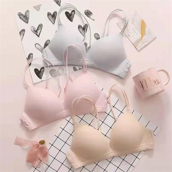 

Bras for Women Ladies Girl Seamless Bra Push Up Bras Back Closure Wire Free Brallete Pink Black Blue Skin Back Cross Strap
