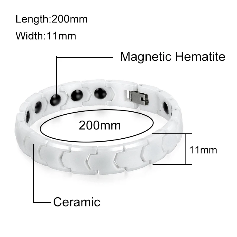 Geoaray браслет для влюбленных из гематита для мужчин и женщин ювелирные изделия здоровые керамические черно-белые браслеты и браслеты юбилеи аксессуары - Окраска металла: Whtie