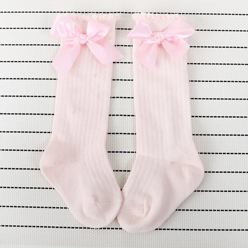 Осенне-зимние носки для девочек длинные гольфы с бантами, детские носки принцессы Милые носки для девочек Детские Полосатые От 2 до 4 лет