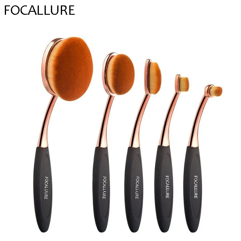

FOCALLURE Professional 5 pcs Rose Gold Oval Makeup Brushes Soft Makeup Brush Set Foundation Powder Brush Kit Beauty Tool