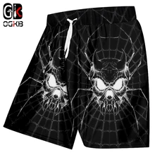 OGKB мужские хип-хоп боксеры и брюки до колена с высокой талией Новые летние мужские шорты с крутым принтом черепа паука 3d пляжные шорты верхняя одежда