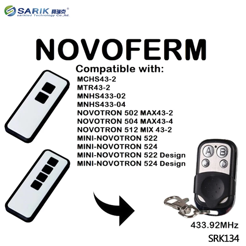 2 шт. Novoferm мини-Novotron 522, 524 совместимый пульт дистанционного управления 433,92 МГц пульт управления воротами Novoferm плавающий код гаражной двери