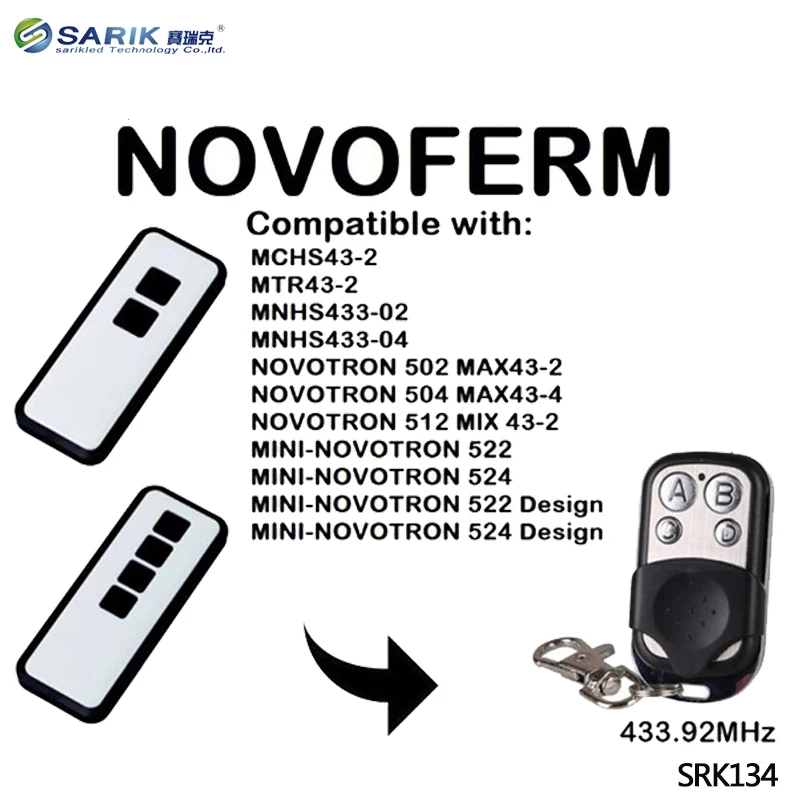 2 шт.. Novoferm Mini-Novotron 522 524 совместимый пульт дистанционного управления 433 92 МГц