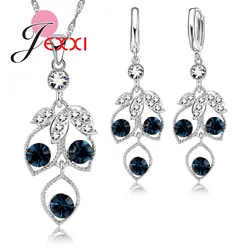 JEXXI стильная женщина Jewelry Настоящее стерлингового серебра 925 блестящие кубического циркония Цепочки и ожерелья мотаться Свадебный