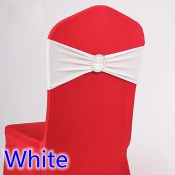 

White Colour Spandex chair sashes wedding chair sash with Diamond Rhinestone Buckle lycra stretch wedding chair sashes