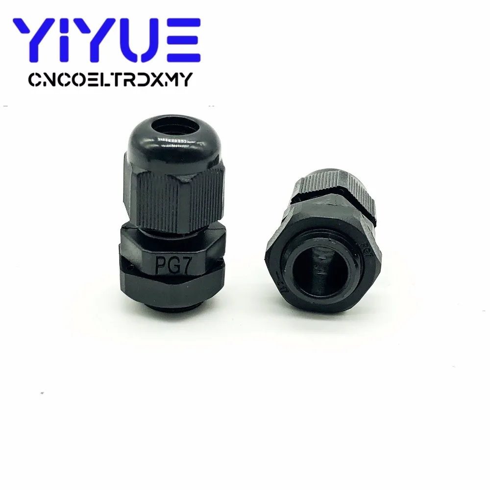 10/20pcs IP68 PG7 for 3-6.5mm Wire Cable CE White Black Waterproof Nylon Plastic Cable Gland Connector
