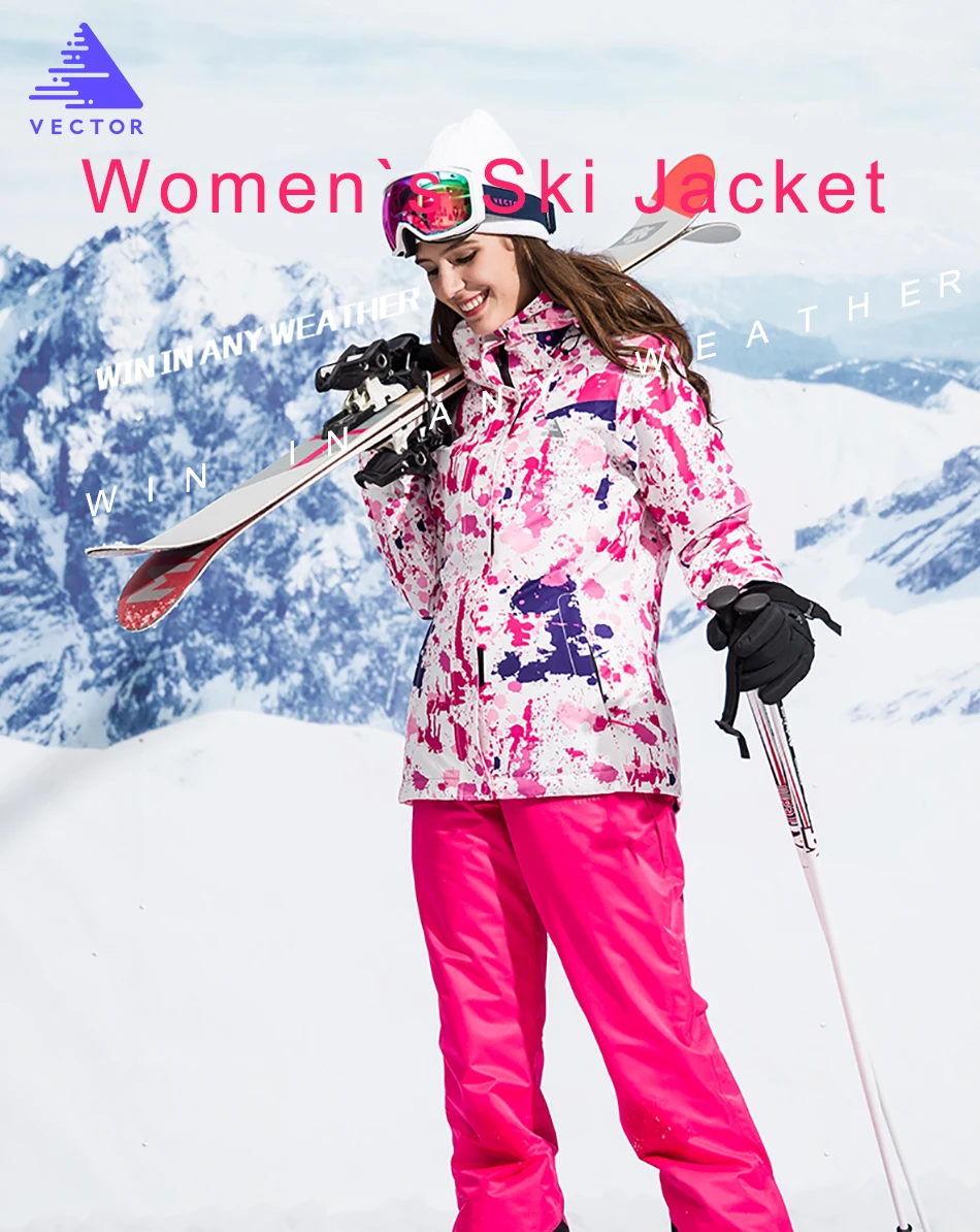 Векторная Брендовая женская лыжная куртка ветрозащитная Водонепроницаемая теплая зимняя куртка для катания на лыжах и сноуборде одежда для спорта на открытом воздухе зимнее пальто