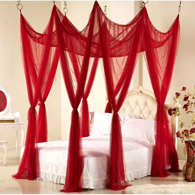 Fashion mosquito net canopy bed curtain three doors open beautiful