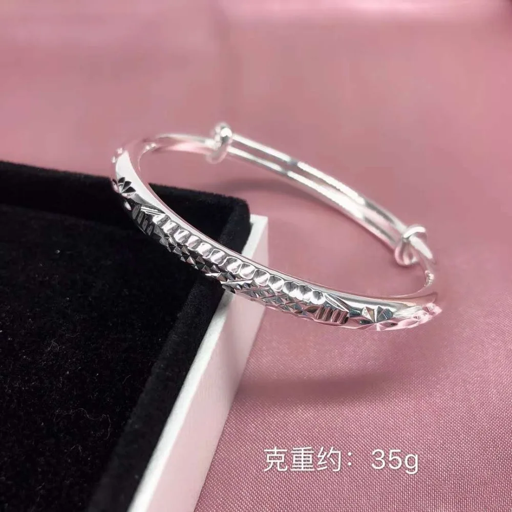 

JOOCHEER Sterling S999 silver Bangles 999 Bangle Written carving line fashion trendy vintage ethnic active bracelet