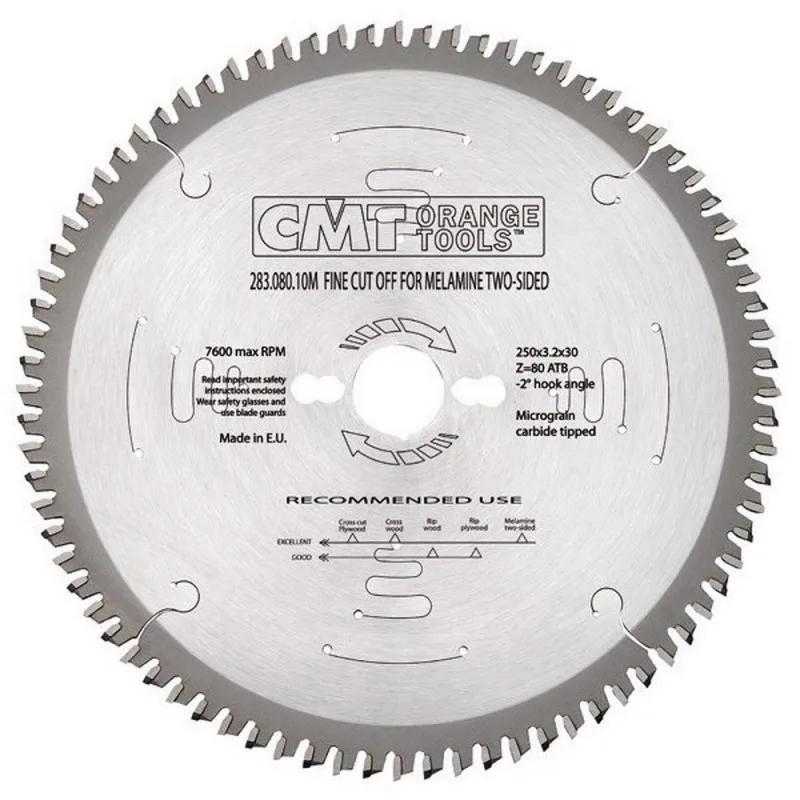 CMT Orange Tools 283.080.10M Sierra circular 250x3.2x30 z 80 atb 40 grados silenciosa