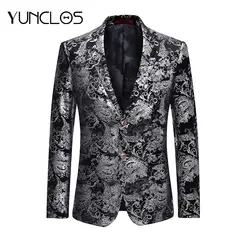 YUNCLOS Мода 2019 г. мужской костюм куртка весна два пуговицы жаккард Щепка Блейзер повседневное Стиль Slim Fit плюс размеры 4XL