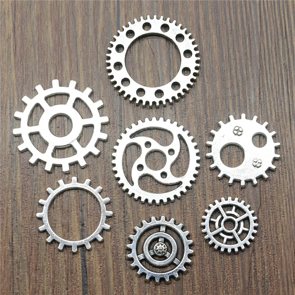 

15pcs/lot Antique Silver Color Steampunk Gear Pendant Charms Steampunk Gear Charms For Jewelry Making Diy Craft
