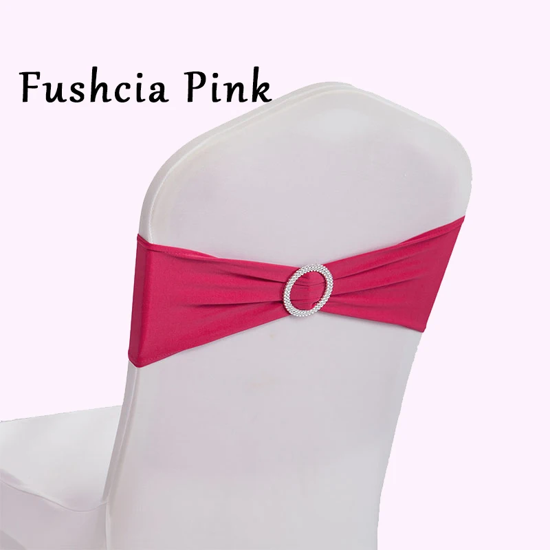 Fushcia Pink 100 шт. лайкра Председатель Группы стрейч эластичный спандекс стул лук с круглым кольцом для свадьбы Украшение для банкета и вечеринки стул для мероприятий пояса - Цвет: Fushcia Pink