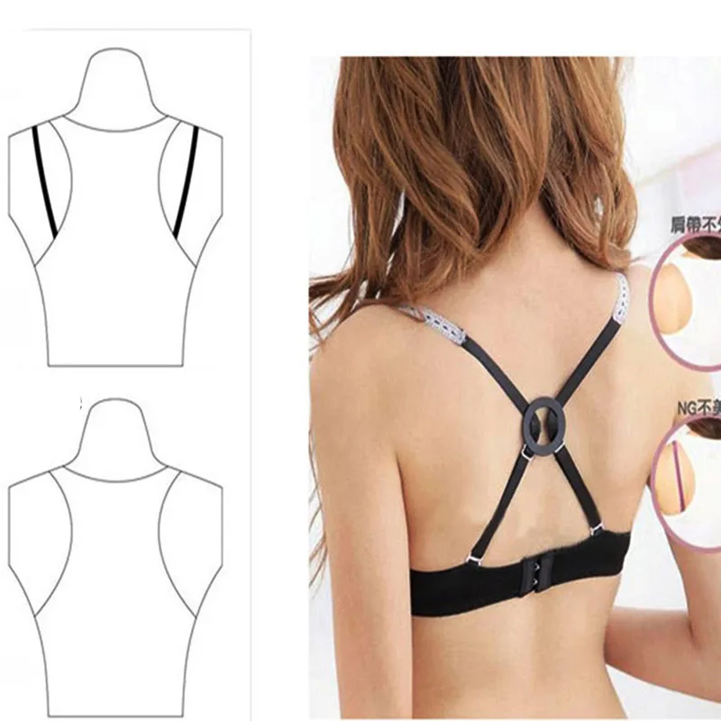 

Lot 3pcs Clips Oval-type Underwear Bra Buckle Strap Stealth Cross Non-Slip Match
