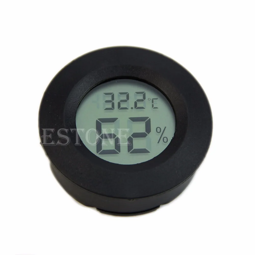 Digital Cigar Humidor Hygrometer Thermometer Round Black Face NEW M15
